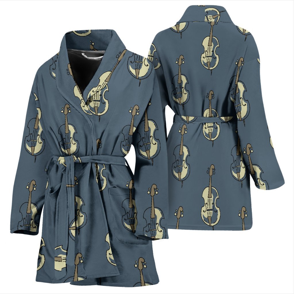 Violin Print Pattern Print Women Long Robe-grizzshop