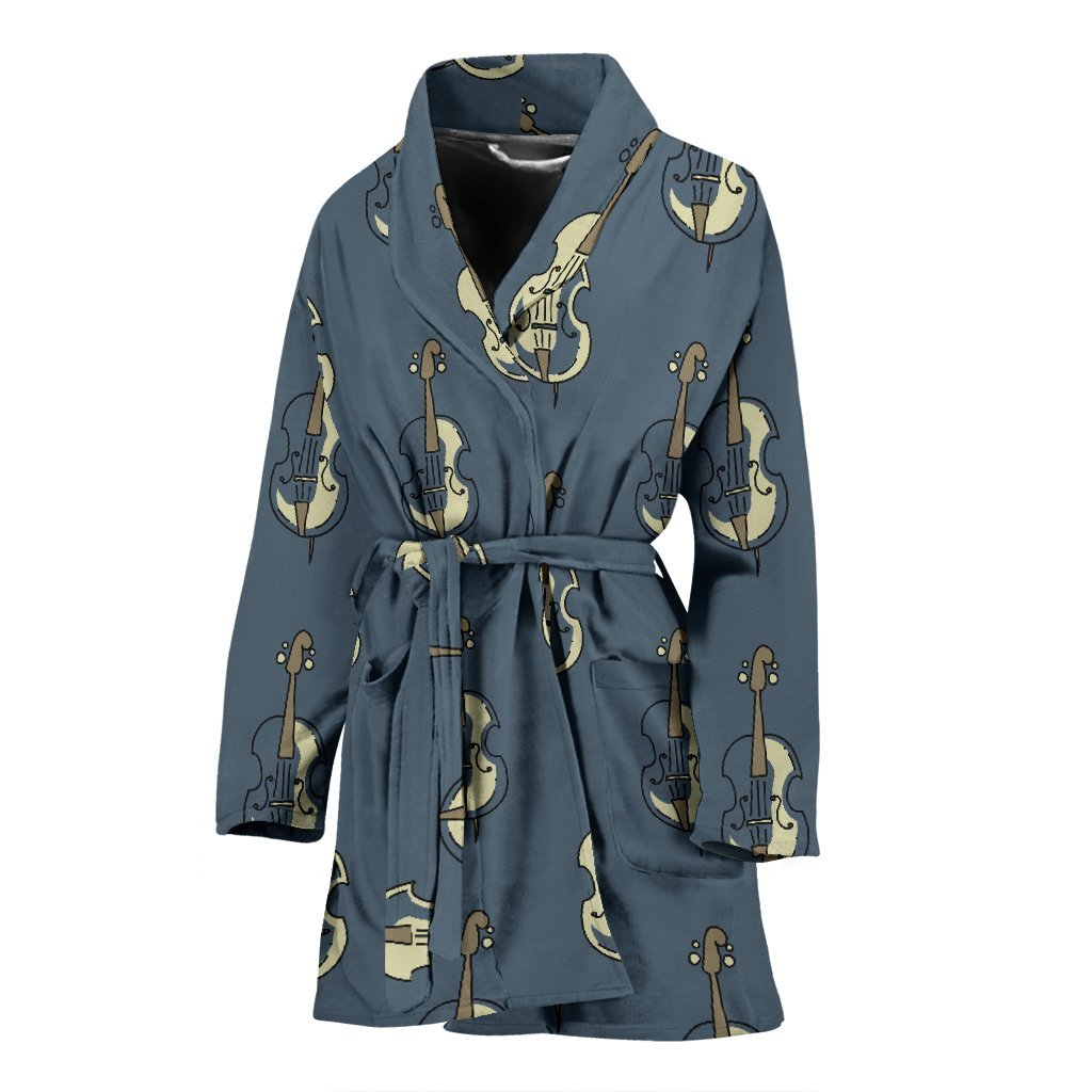 Violin Print Pattern Print Women Long Robe-grizzshop