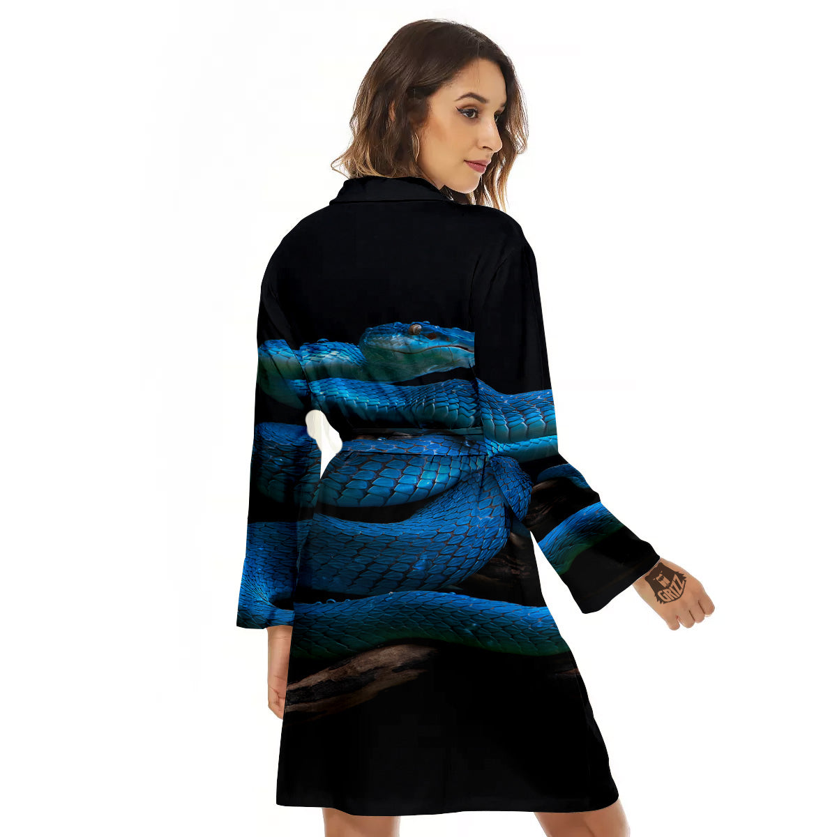 Viper Snake Blue Pit Print Women's Robe-grizzshop