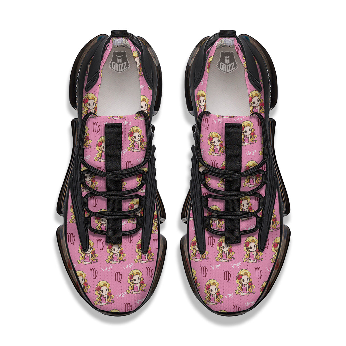 Virgo Cute Cartoon Print Pattern Black Gym Shoes-grizzshop