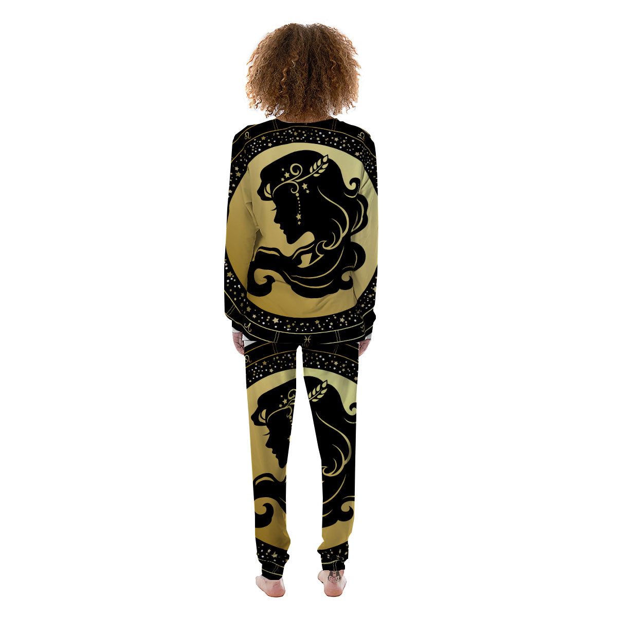 Virgo Sign Black And Gold Print Women's Pajamas-grizzshop