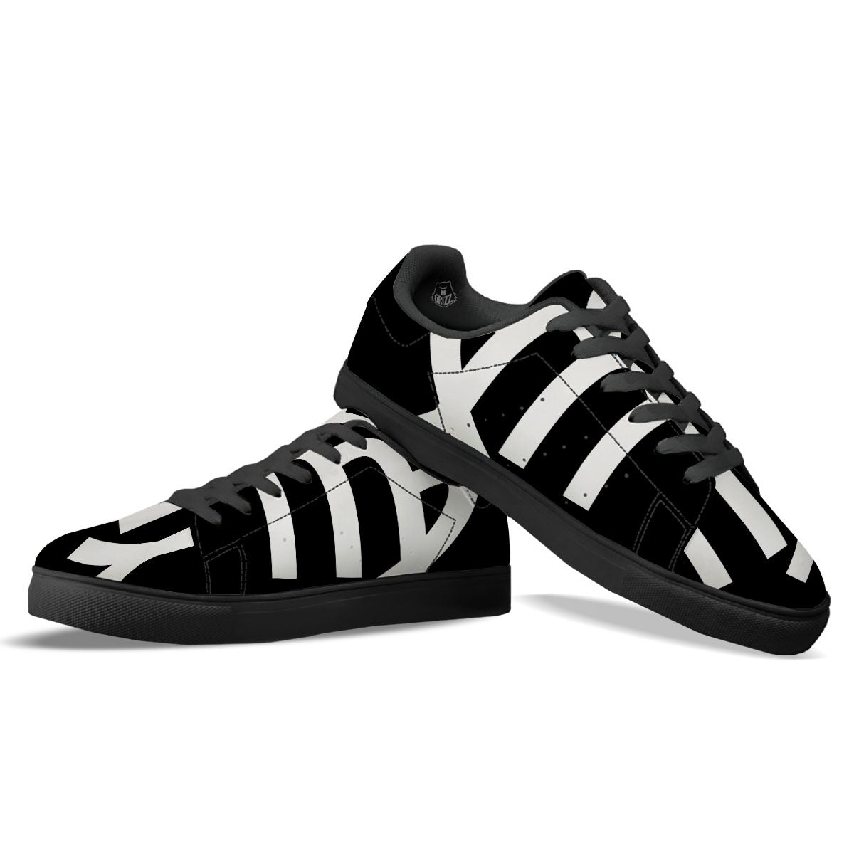 Virgo Sign White And Black Print Black Low Top Sneakers-grizzshop