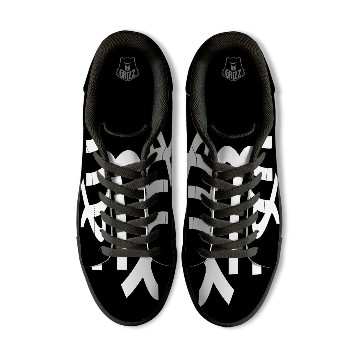 Virgo Sign White And Black Print Black Low Top Sneakers-grizzshop