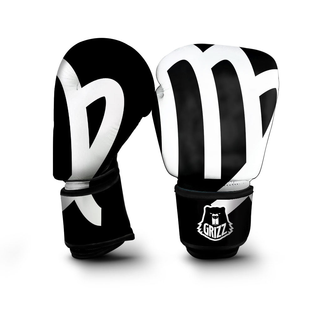 Virgo Sign White And Black Print Boxing Gloves-grizzshop