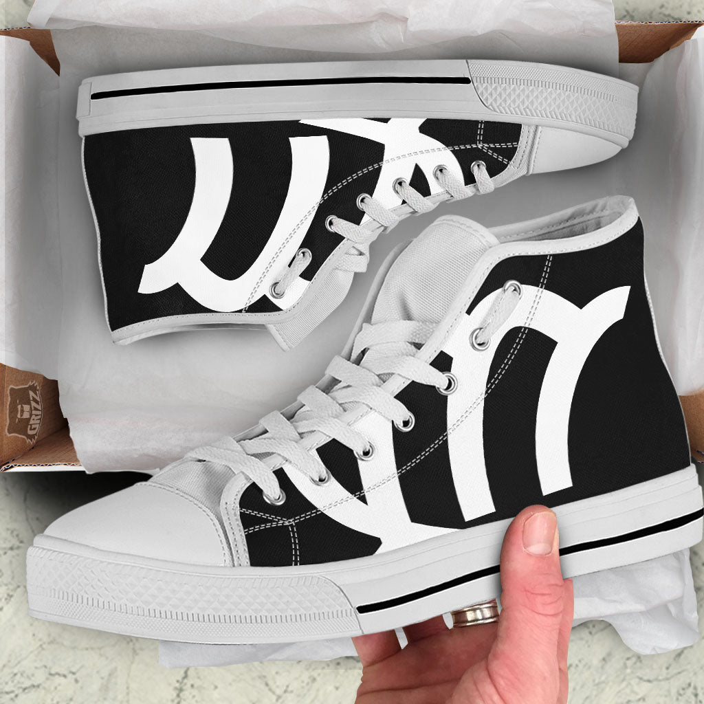 Virgo Sign White And Black Print White High Top Shoes-grizzshop