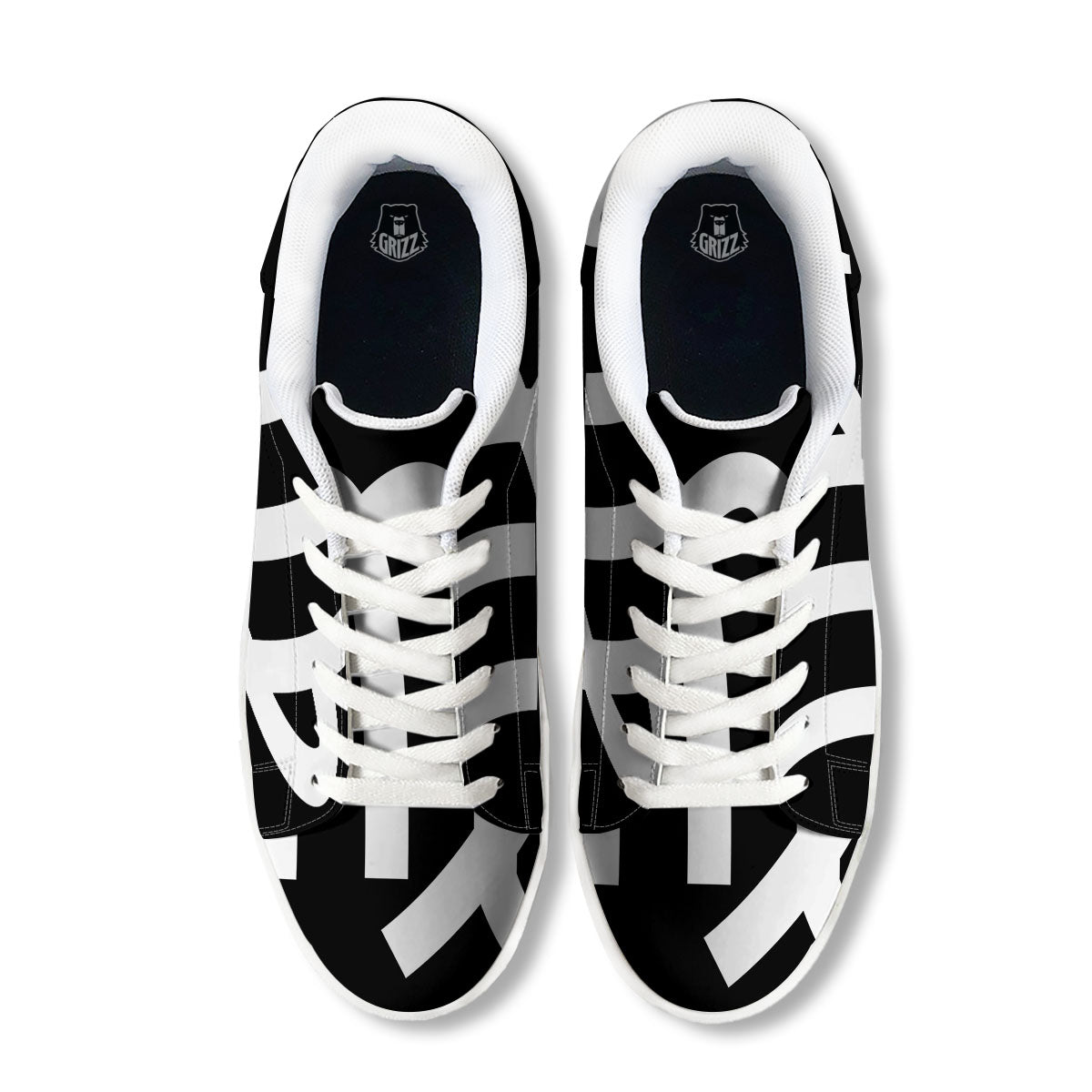 Virgo Sign White And Black Print White Low Top Sneakers-grizzshop