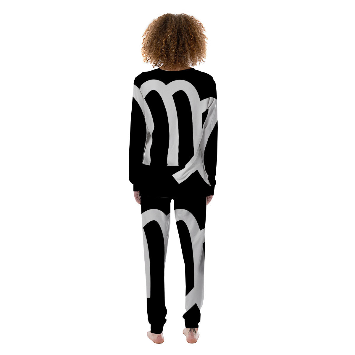 Virgo Sign White And Black Print Women's Pajamas-grizzshop