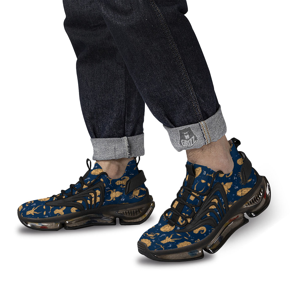 Virgo Zodiac Purple Print Pattern Black Gym Shoes-grizzshop