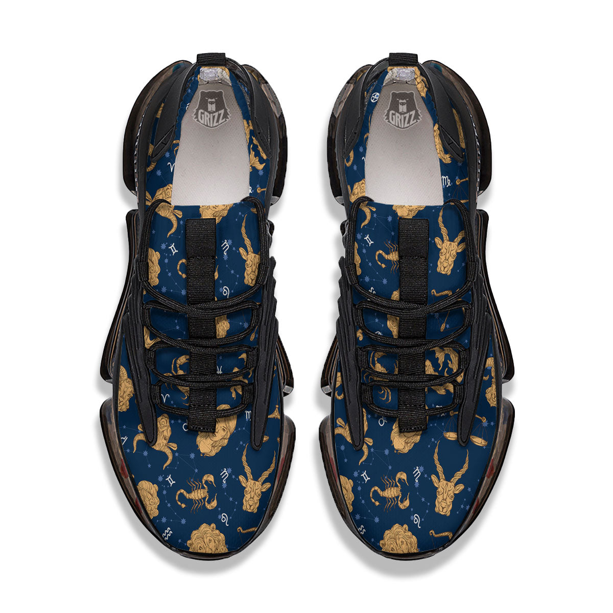 Virgo Zodiac Purple Print Pattern Black Gym Shoes-grizzshop