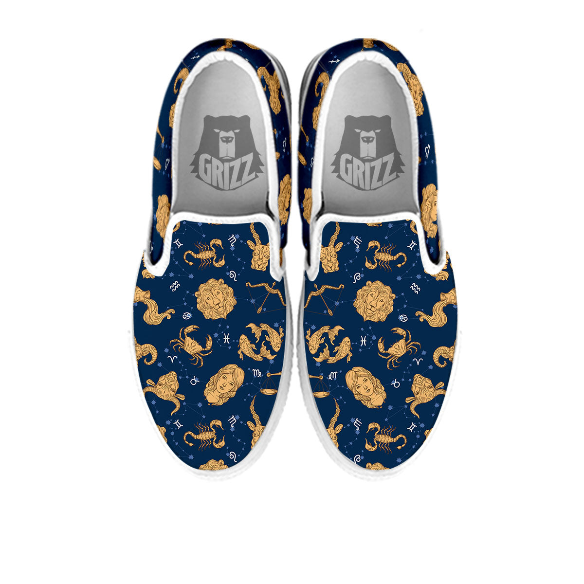Virgo Zodiac Purple Print Pattern White Slip On Shoes-grizzshop