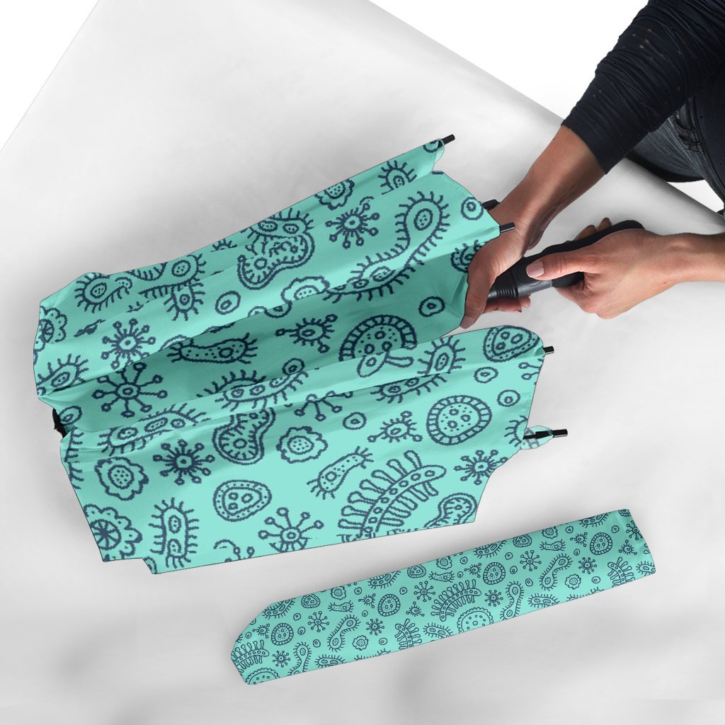 Virus Bacteria Pattern Print Automatic Foldable Umbrella-grizzshop