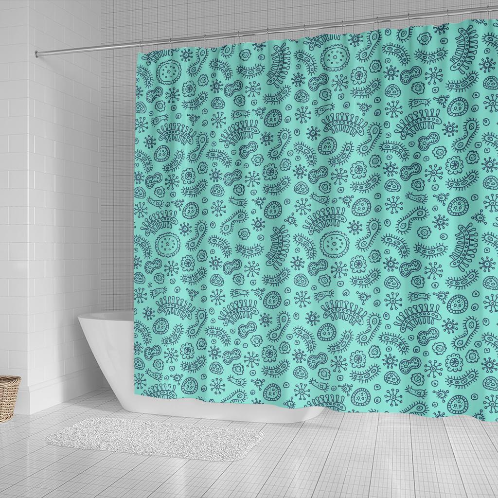 Virus Bacteria Pattern Print Bathroom Shower Curtain-grizzshop