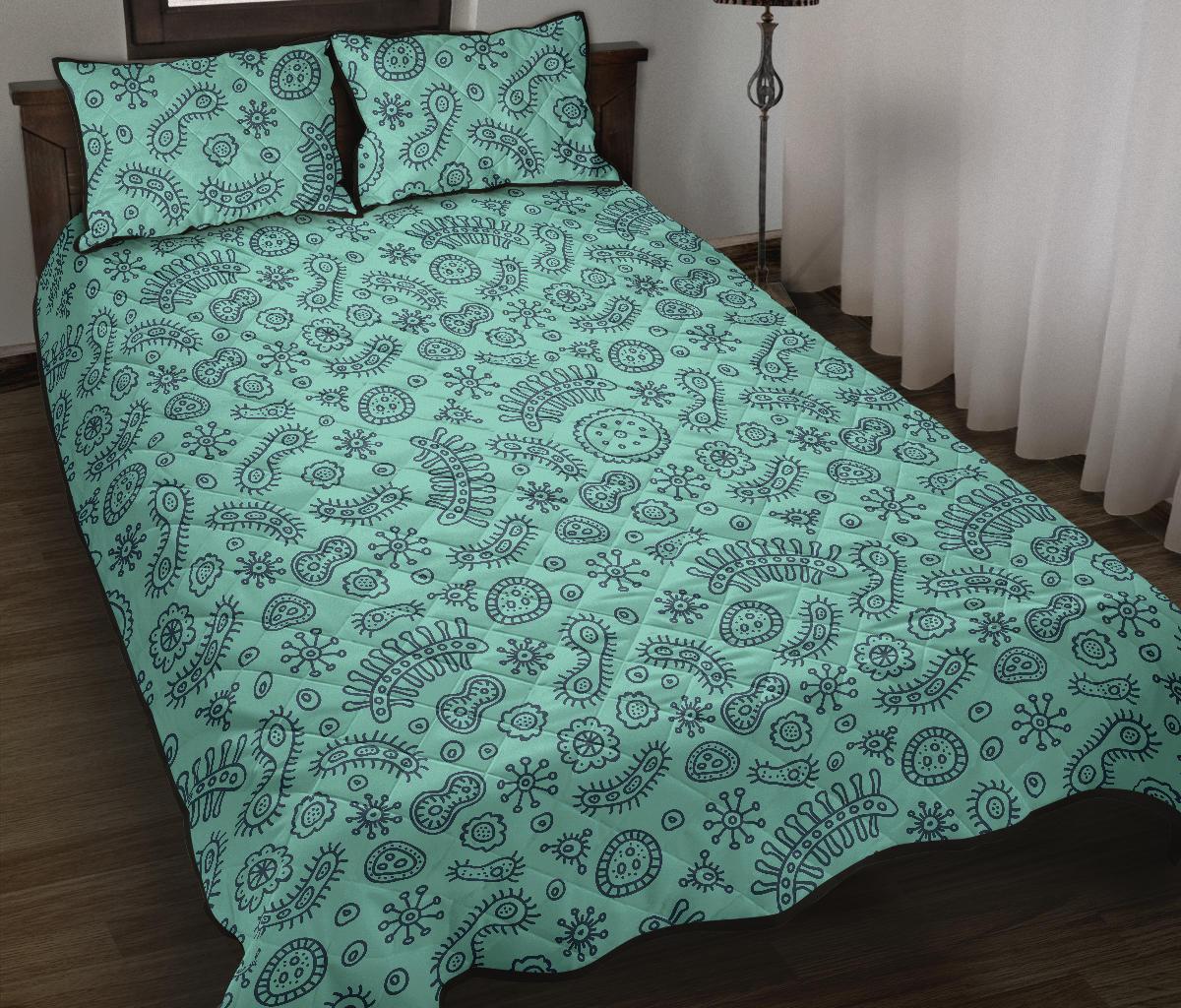 Virus Bacteria Pattern Print Bed Set Quilt-grizzshop