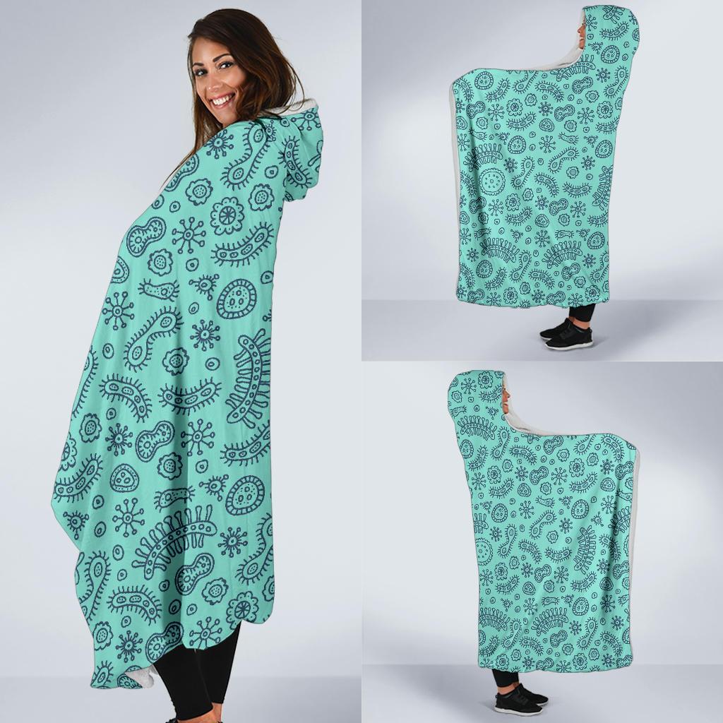 Virus Bacteria Pattern Print Hooded Blanket-grizzshop
