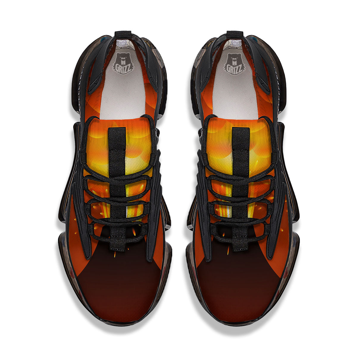 Volcano Erupt Print Black Gym Shoes-grizzshop