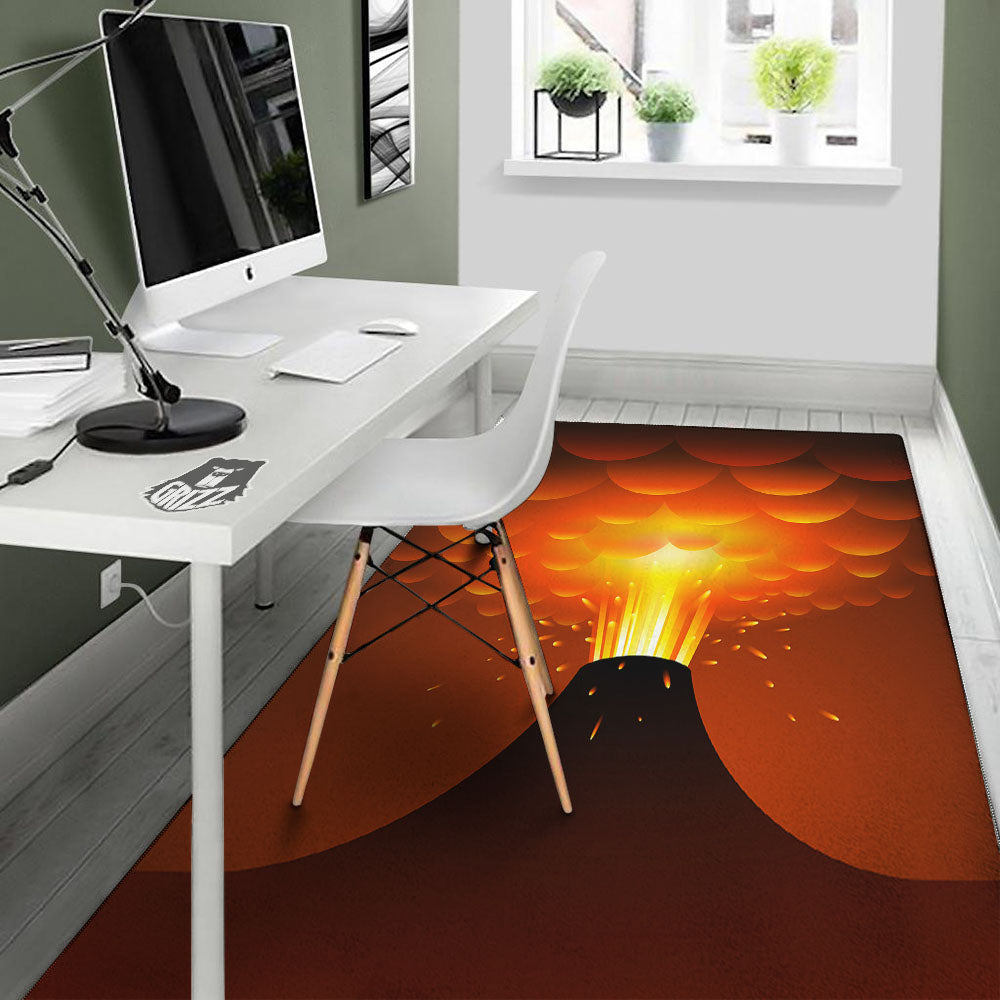 Volcano Erupt Print Floor Mat-grizzshop