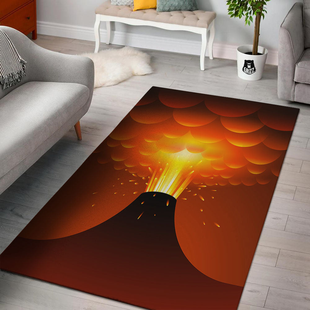 Volcano Erupt Print Floor Mat-grizzshop
