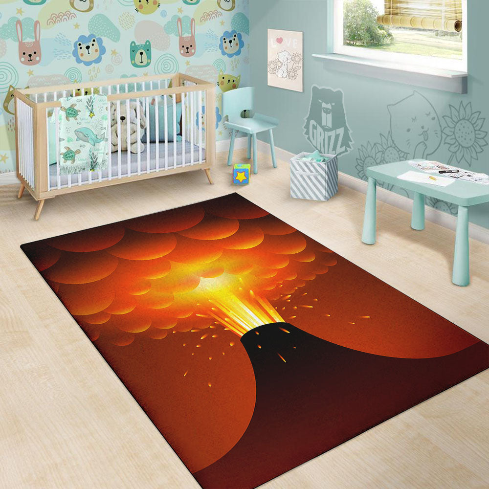 Volcano Erupt Print Floor Mat-grizzshop