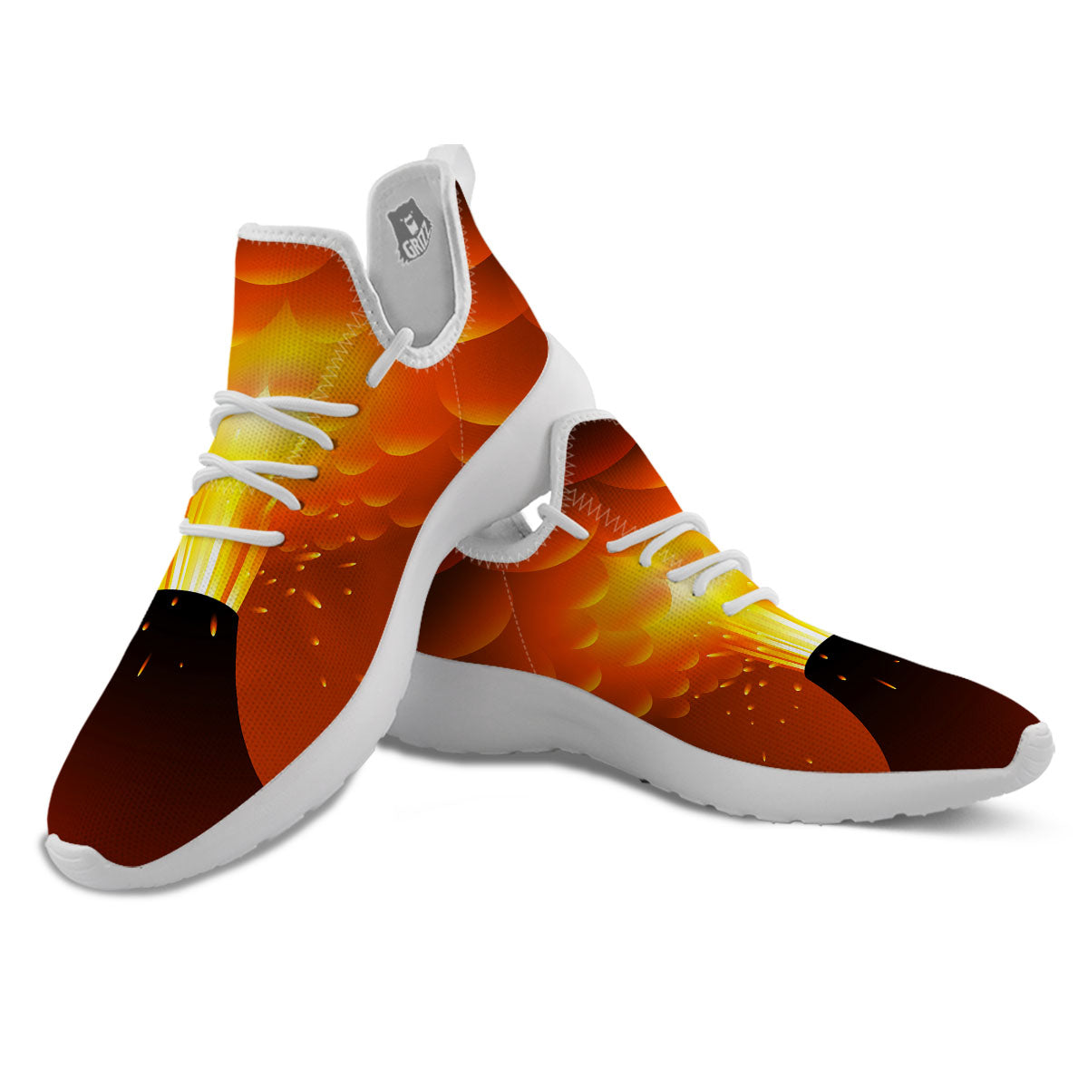 Volcano Erupt Print White Athletic Shoes-grizzshop