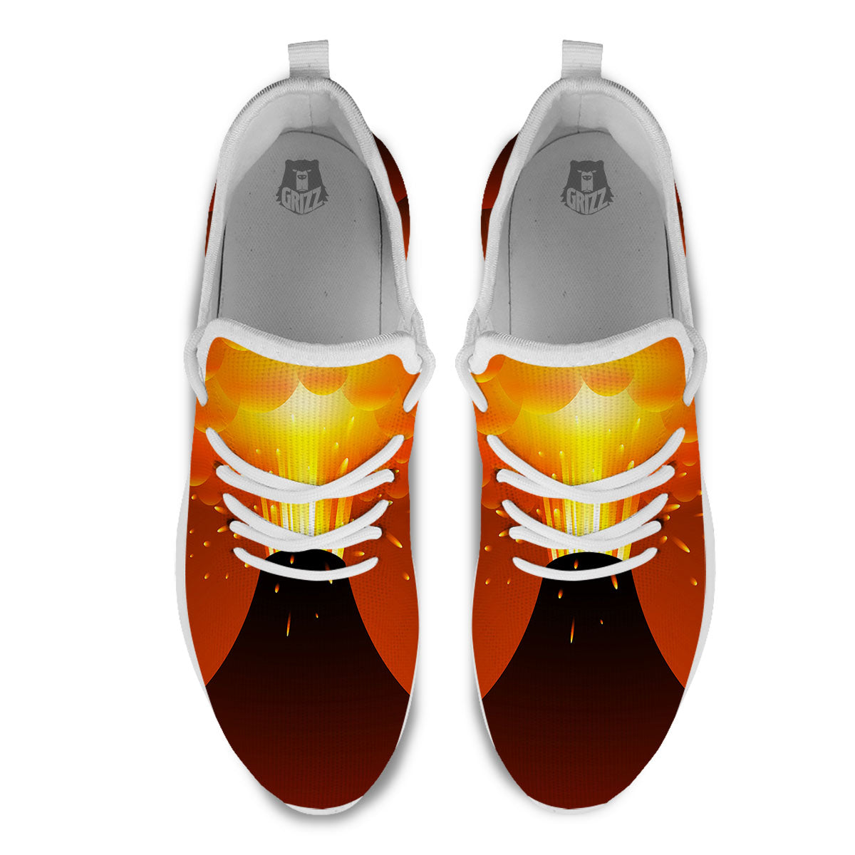 Volcano Erupt Print White Athletic Shoes-grizzshop