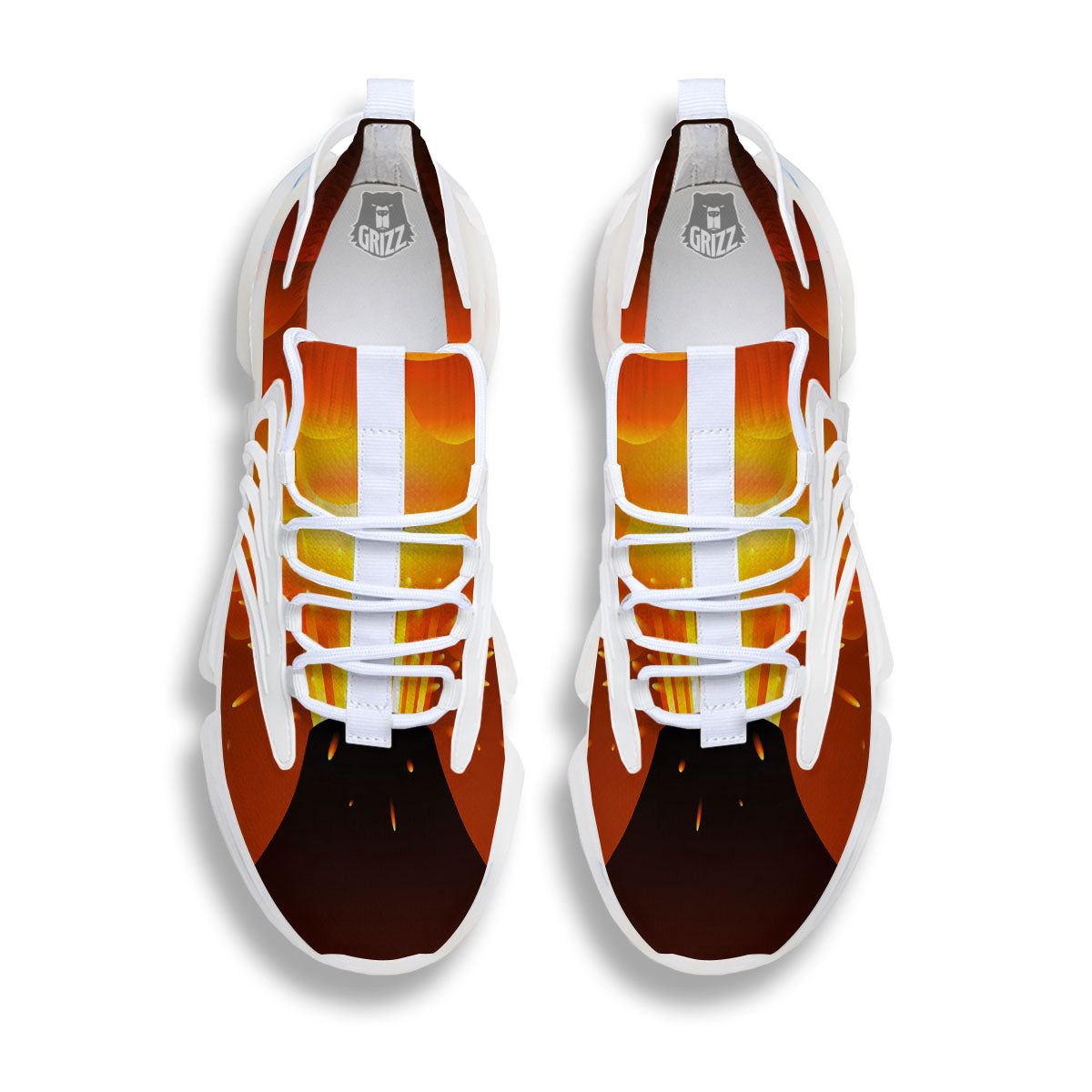 Volcano Erupt Print White Gym Shoes-grizzshop