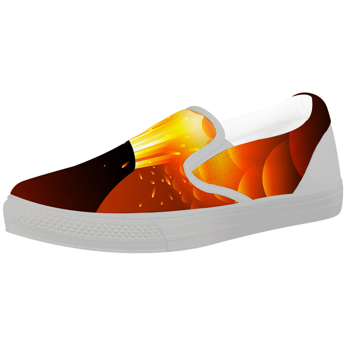 Volcano Erupt Print White Slip On Shoes-grizzshop
