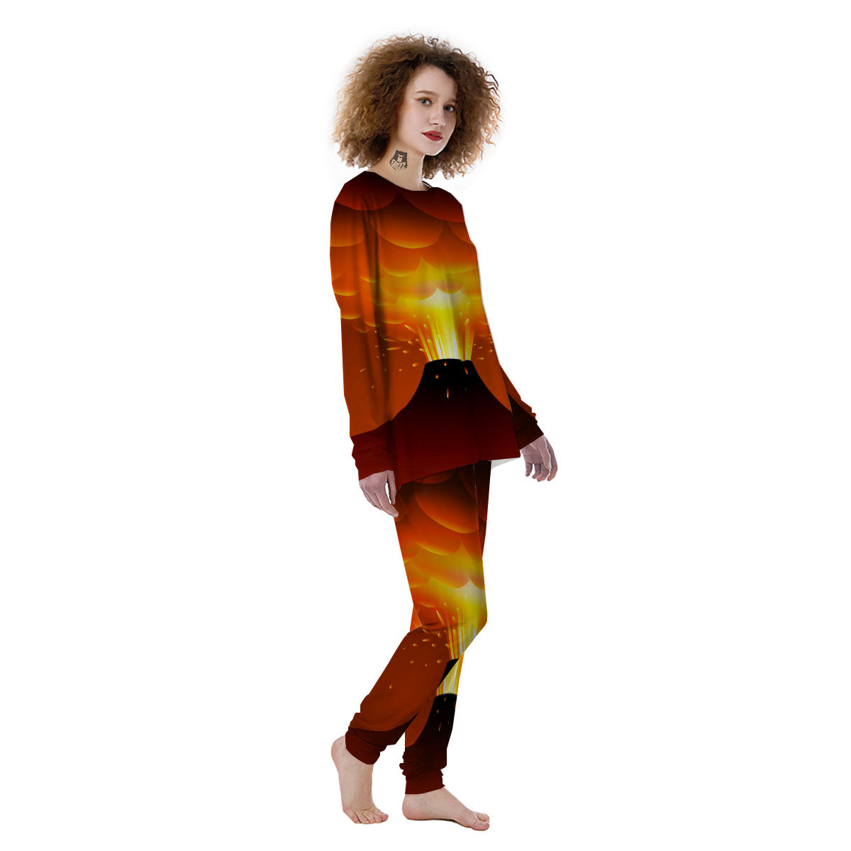 Volcano Erupt Print Women's Pajamas-grizzshop