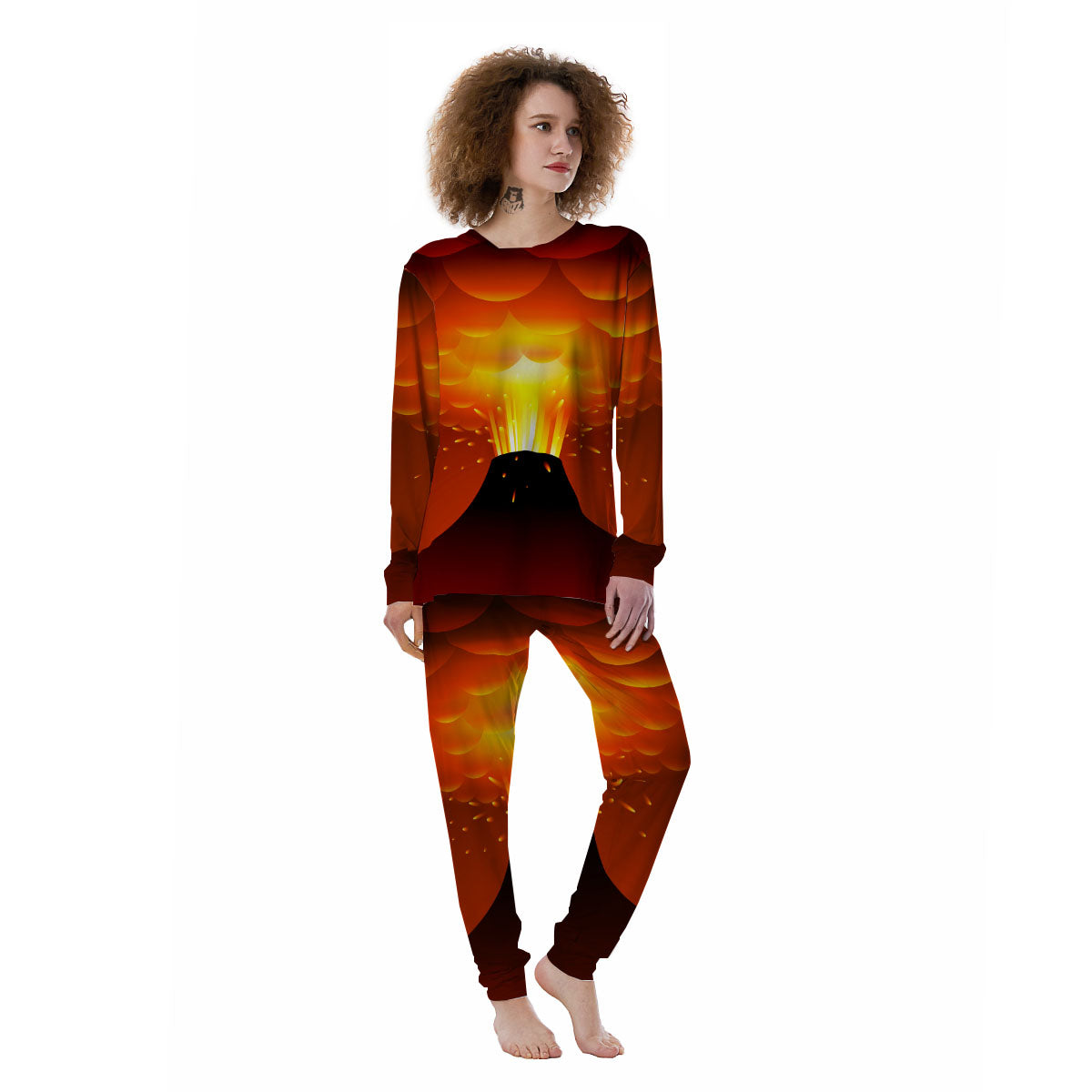 Volcano Erupt Print Women's Pajamas-grizzshop