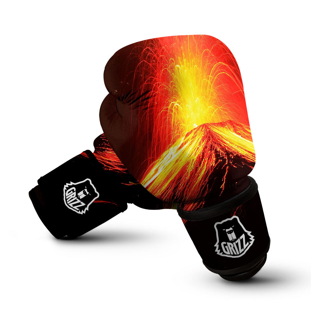 Volcano On Fire Print Boxing Gloves-grizzshop