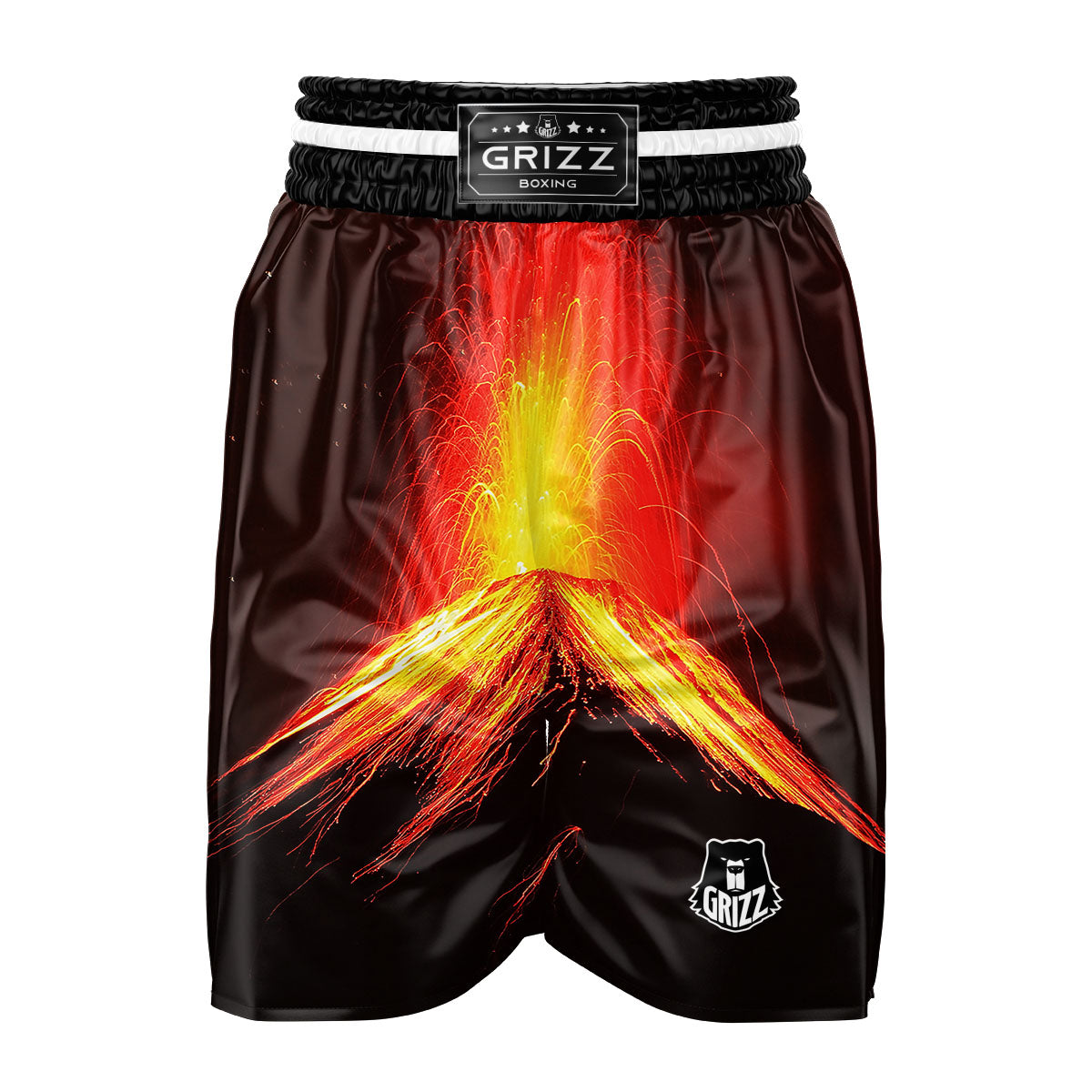 Volcano On Fire Print Boxing Shorts-grizzshop