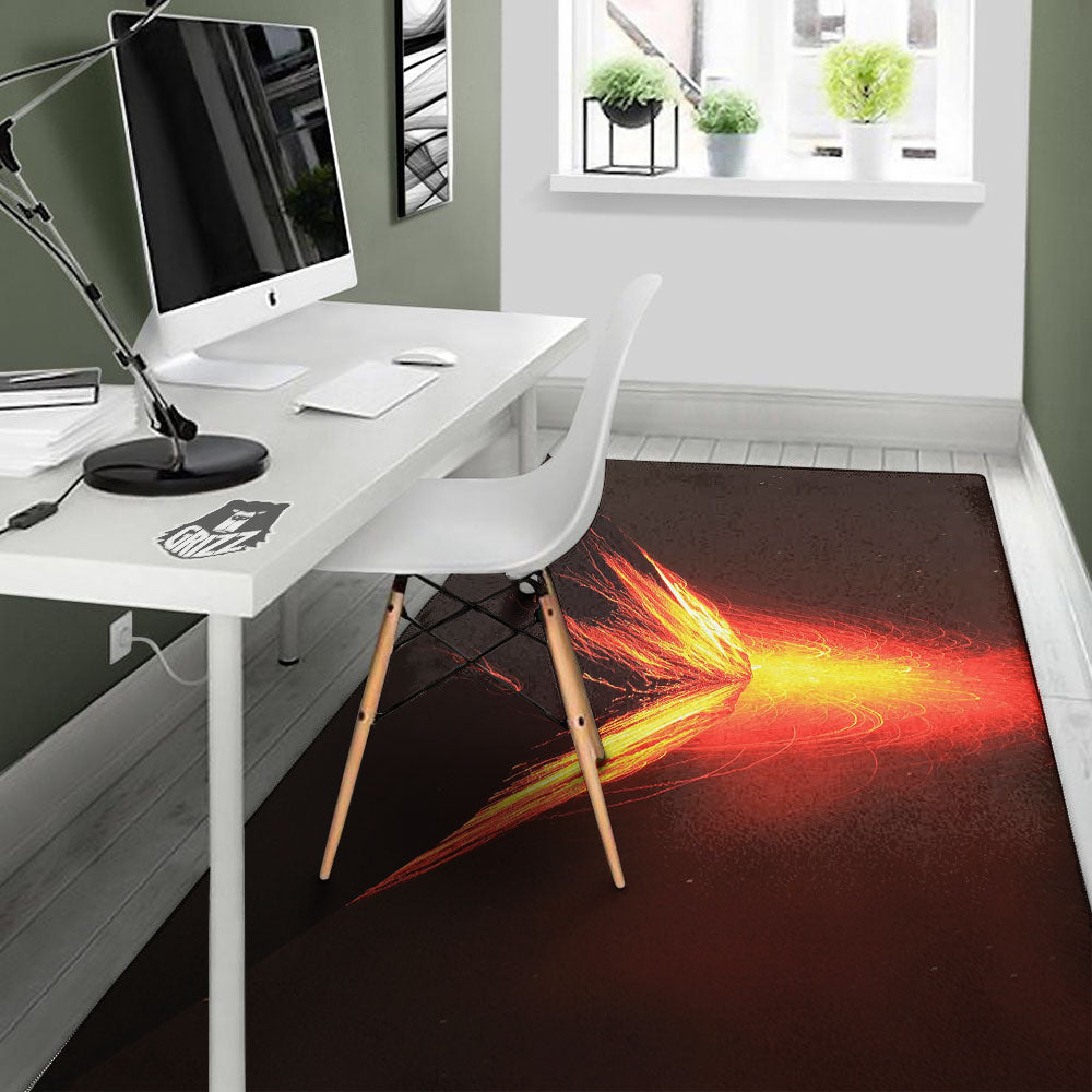 Volcano On Fire Print Floor Mat-grizzshop