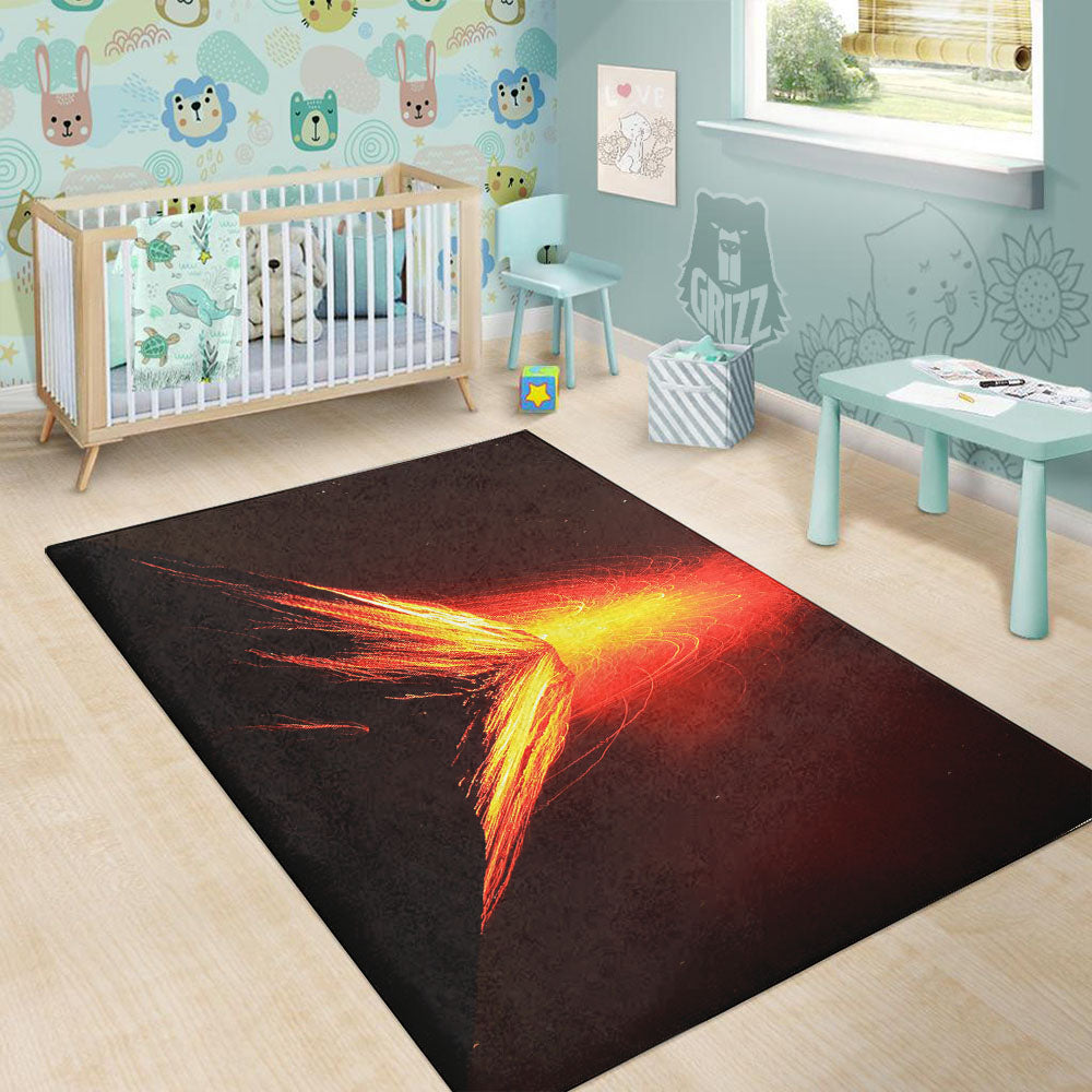 Volcano On Fire Print Floor Mat-grizzshop