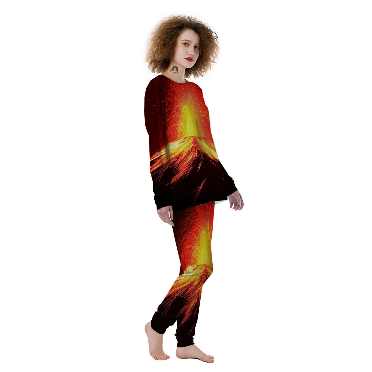 Volcano On Fire Print Women's Pajamas-grizzshop