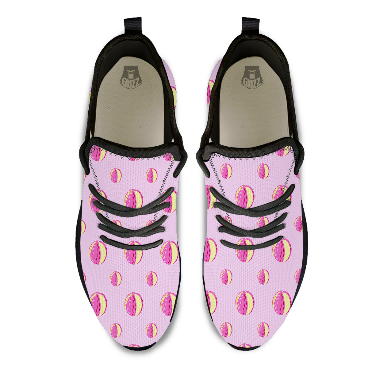Volleyball Pastel Print Pattern Black Athletic Shoes-grizzshop