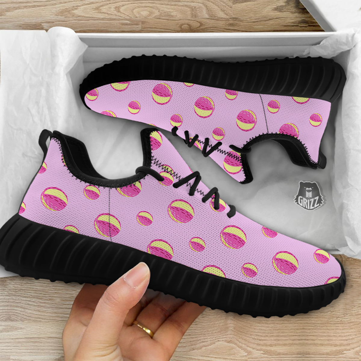Volleyball Pastel Print Pattern Black Walking Shoes-grizzshop