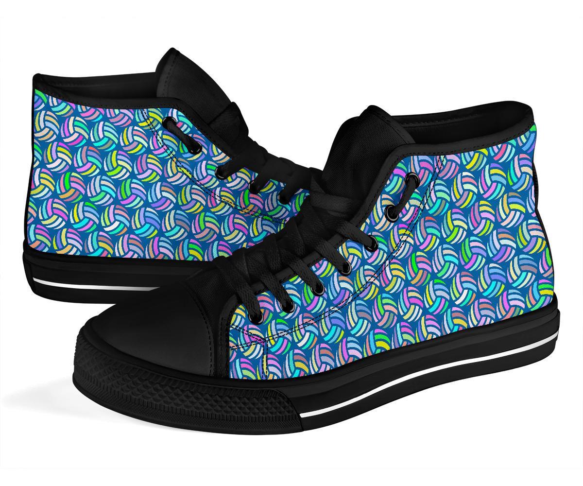 Volleyball Pattern Print Men Women's High Top Shoes-grizzshop