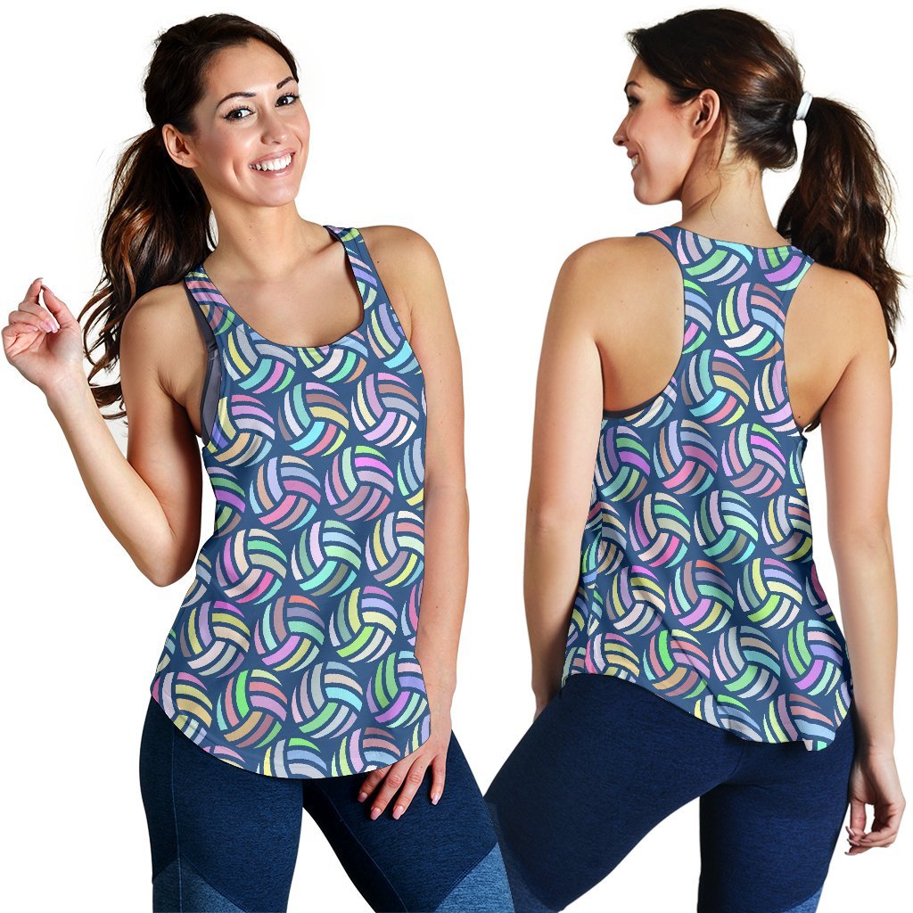 Volleyball Pattern Print Women's Racerback Tank Tops-grizzshop