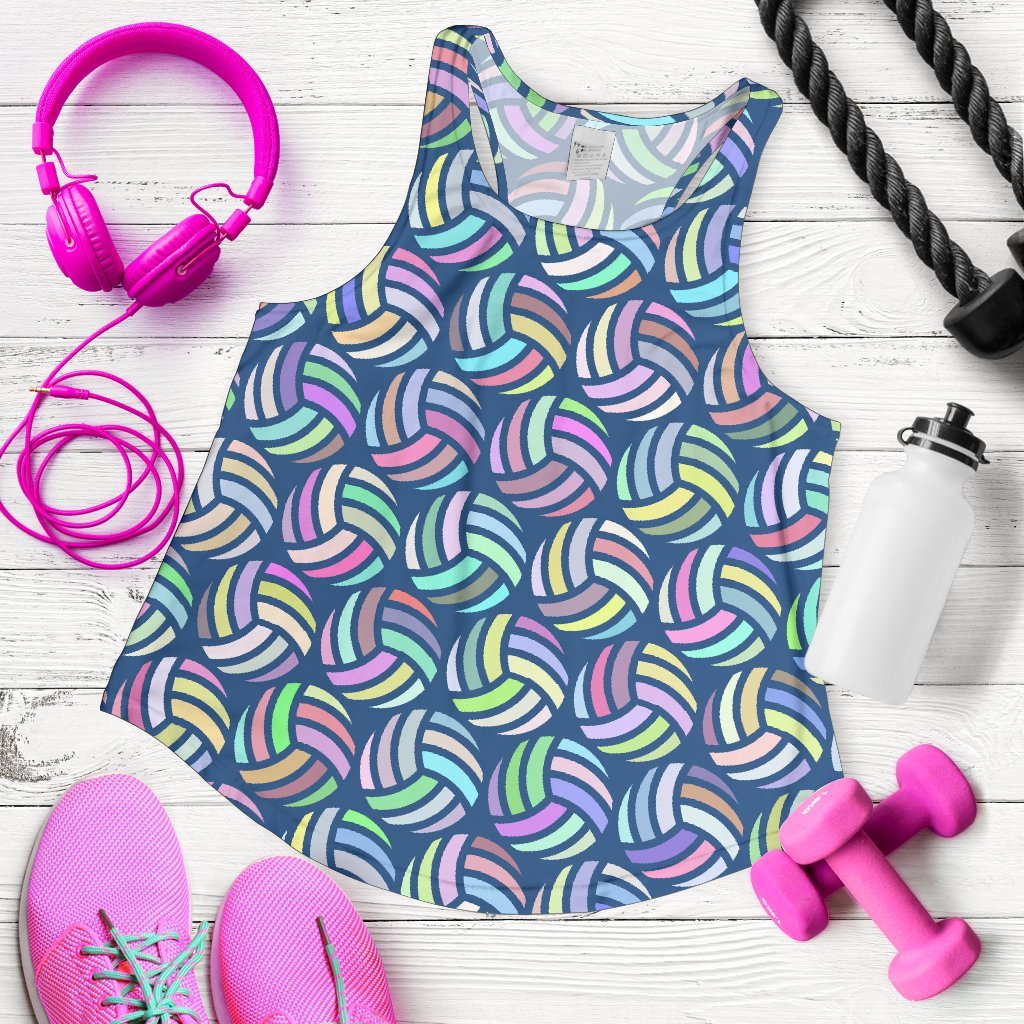 Volleyball Pattern Print Women's Racerback Tank Tops-grizzshop