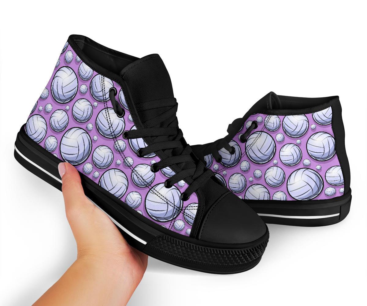 Volleyball Print Pattern Men Women's High Top Shoes-grizzshop