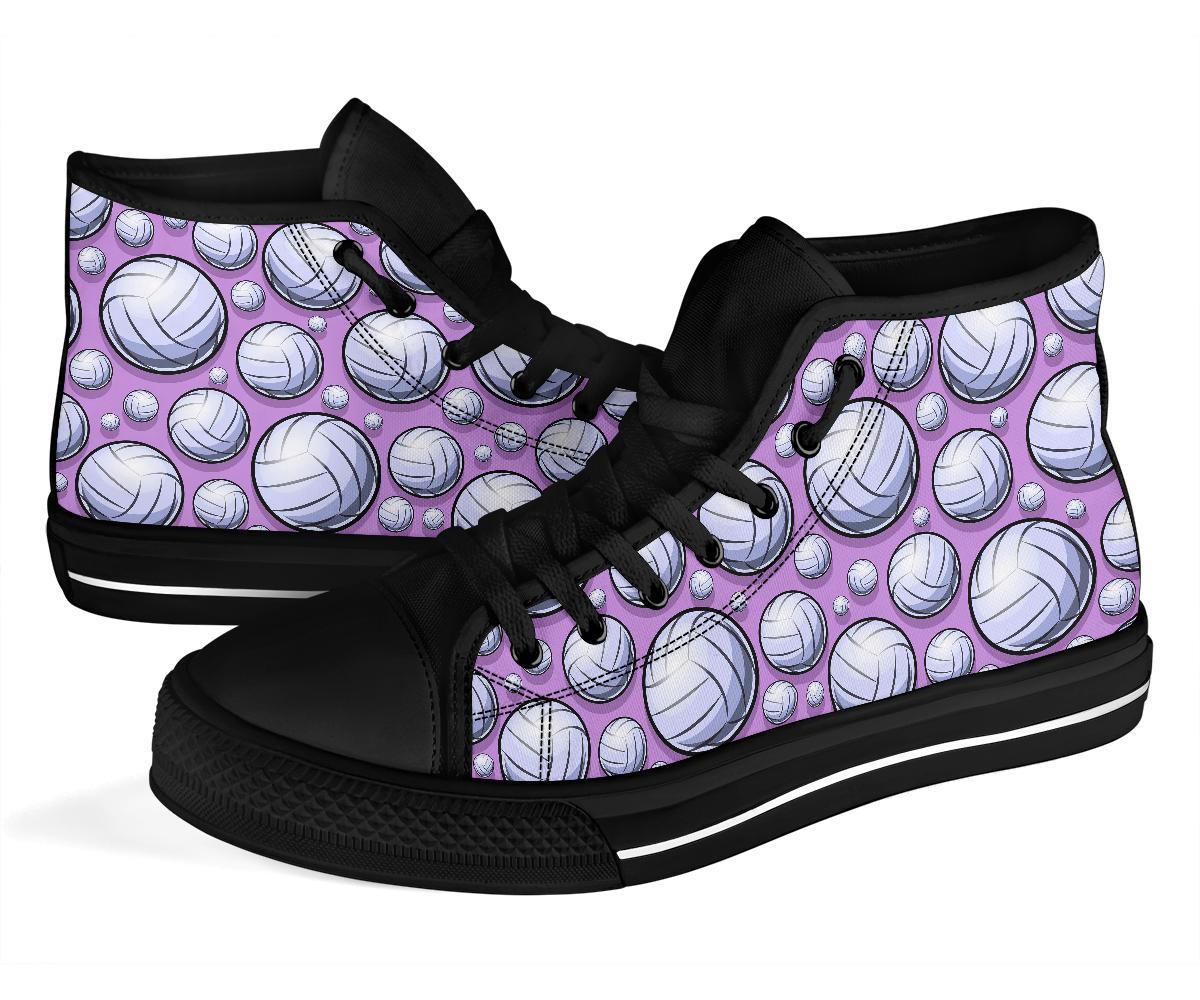 Volleyball Print Pattern Men Women's High Top Shoes-grizzshop
