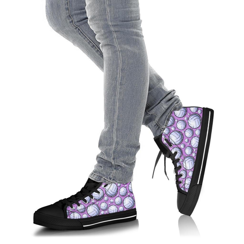 Volleyball Print Pattern Men Women's High Top Shoes-grizzshop