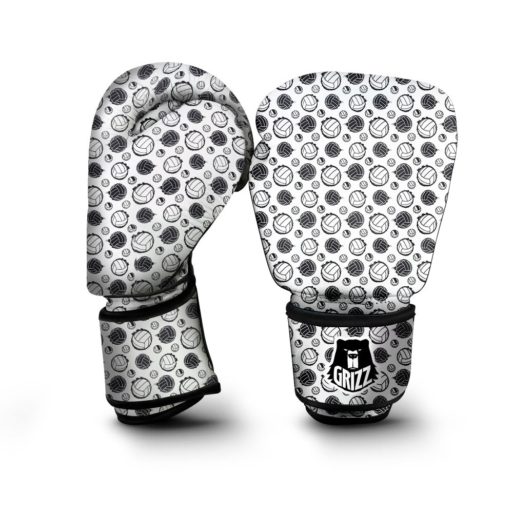 Volleyball White And Black Print Pattern Boxing Gloves-grizzshop