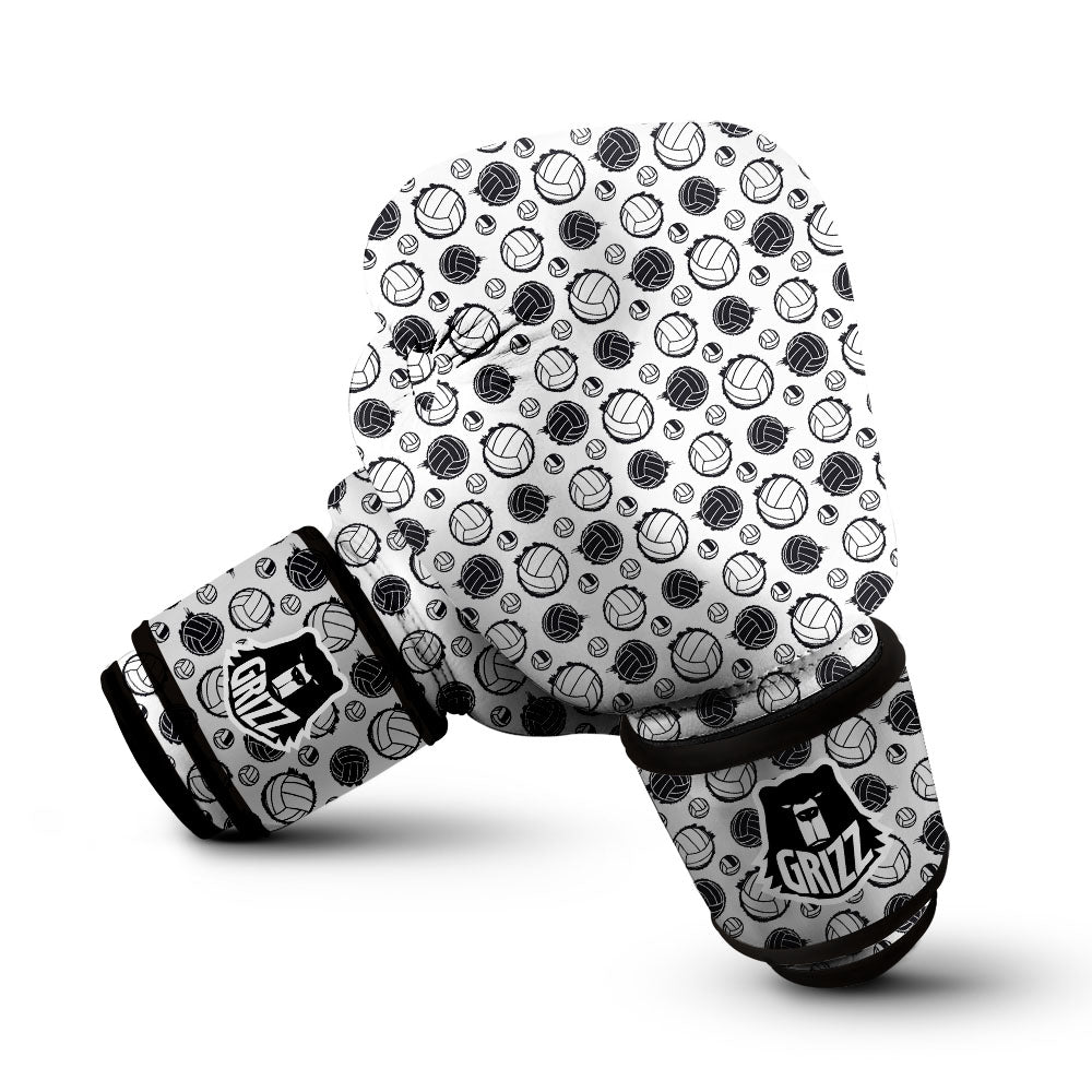 Volleyball White And Black Print Pattern Boxing Gloves-grizzshop