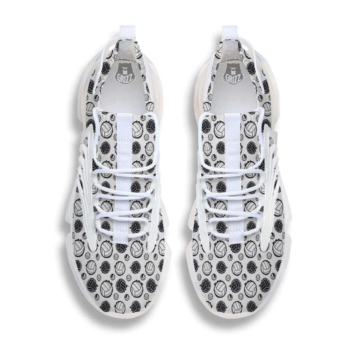 Volleyball White And Black Print Pattern White Gym Shoes-grizzshop