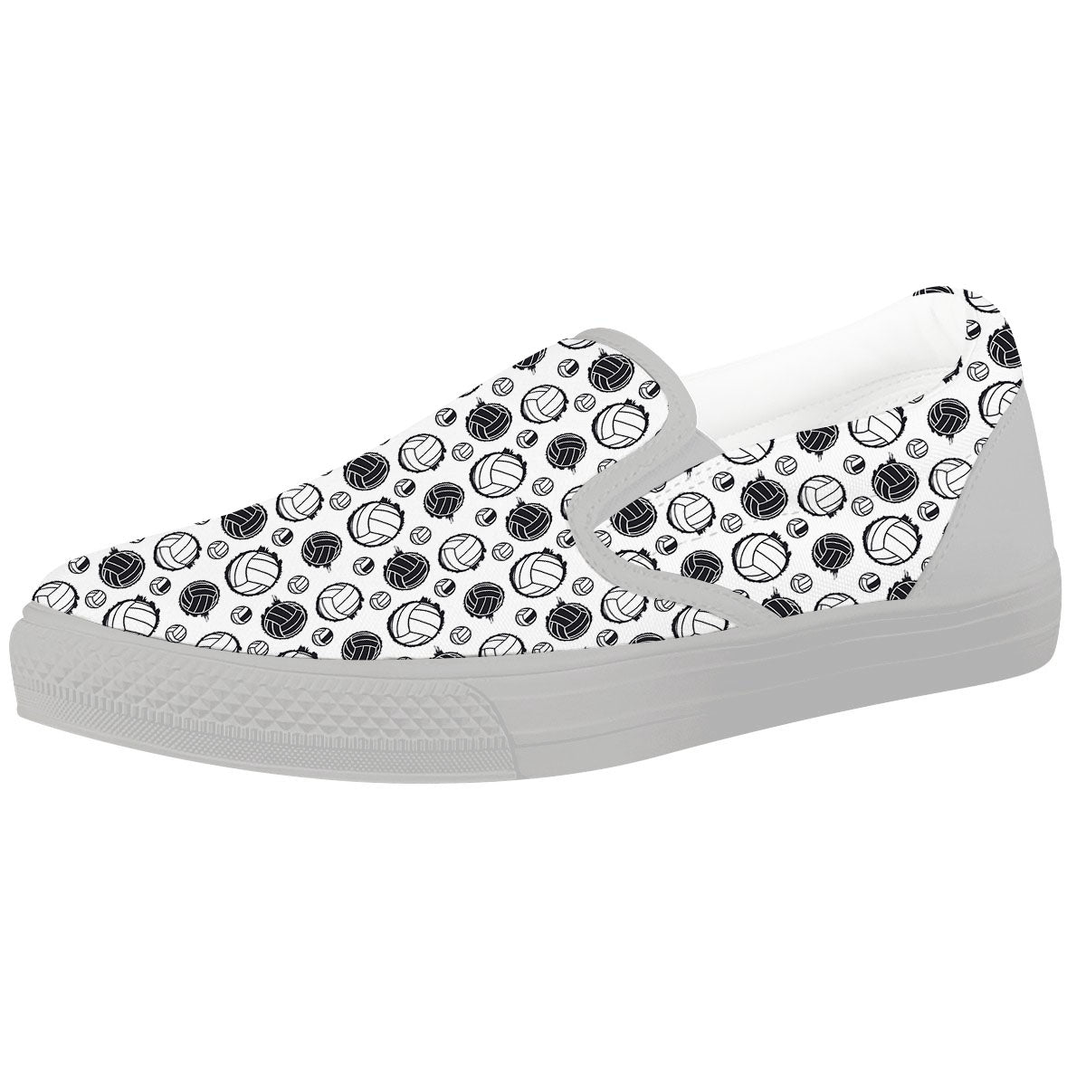 Volleyball White And Black Print Pattern White Slip On Shoes-grizzshop