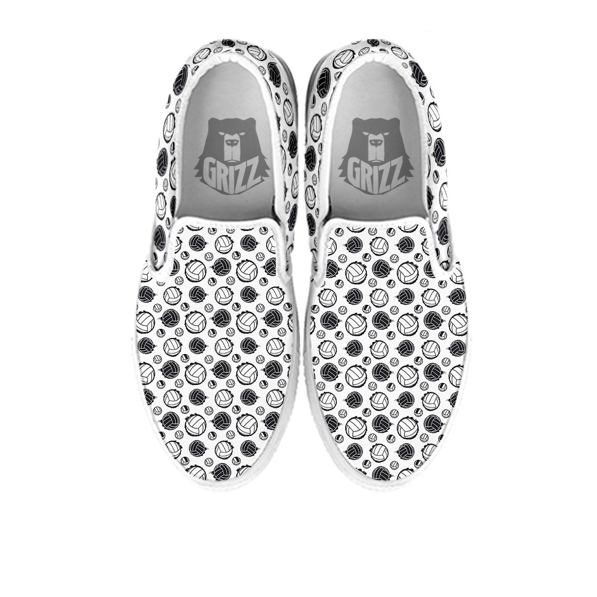 Volleyball White And Black Print Pattern White Slip On Shoes-grizzshop
