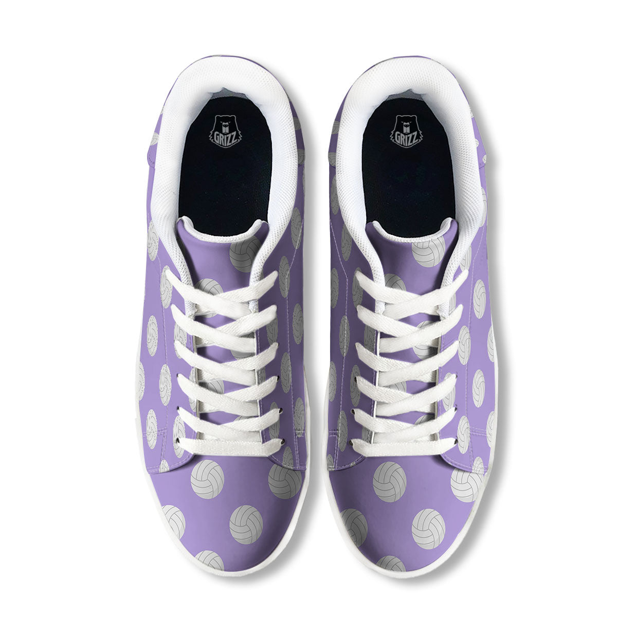 Volleyball White And Purple Print Pattern White Low Top Sneakers-grizzshop