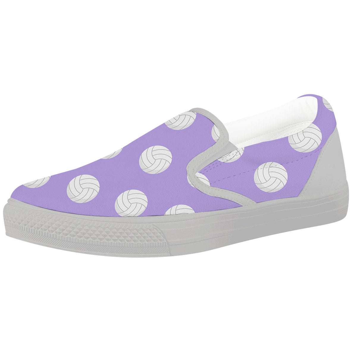 Volleyball White And Purple Print Pattern White Slip On Shoes-grizzshop