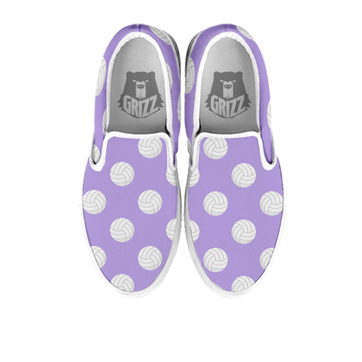Volleyball White And Purple Print Pattern White Slip On Shoes-grizzshop