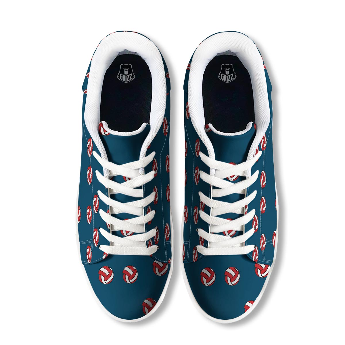 Volleyball White And Red Print Pattern White Low Top Sneakers-grizzshop
